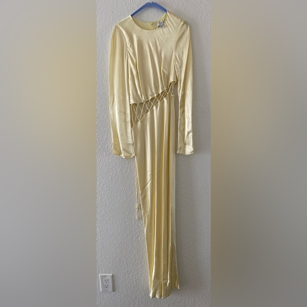 SHONA JOY BUTTER YELLOW ARIENZO ASSYMETRICAL
LONG SLEEVE GOWN MAXI DRESS SIZE 2 - Picture 4 of 14